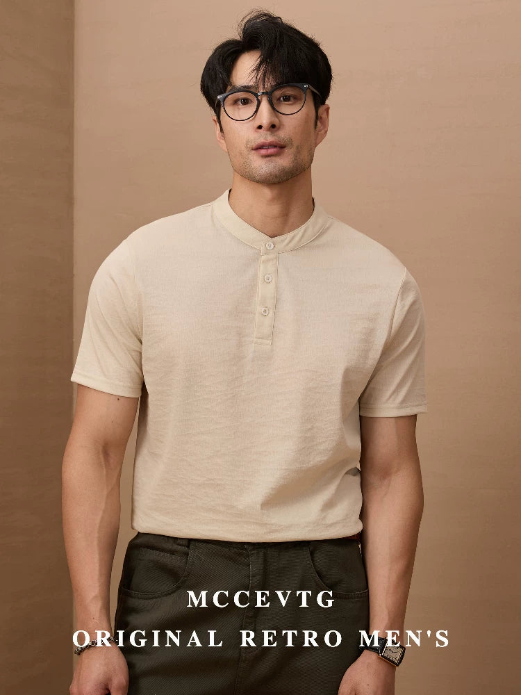 MCCEVTG Casual Henry Collar Slim Tee