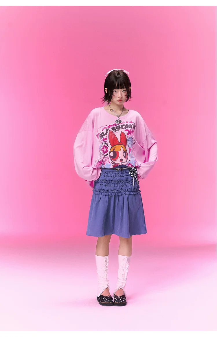 BJHG [Flying Girls Joint Name] Printed Lyocell Long Sleeve T-Shirt