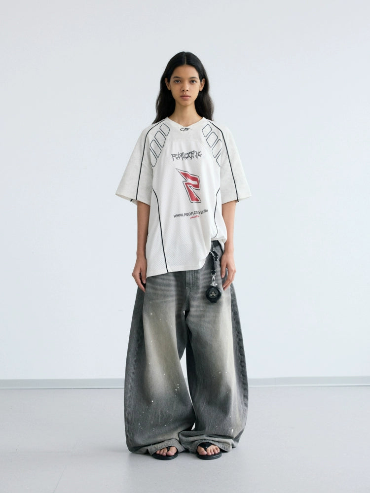 PEOPLESTYLE Sports Air Breathable Loose Jersey Tee