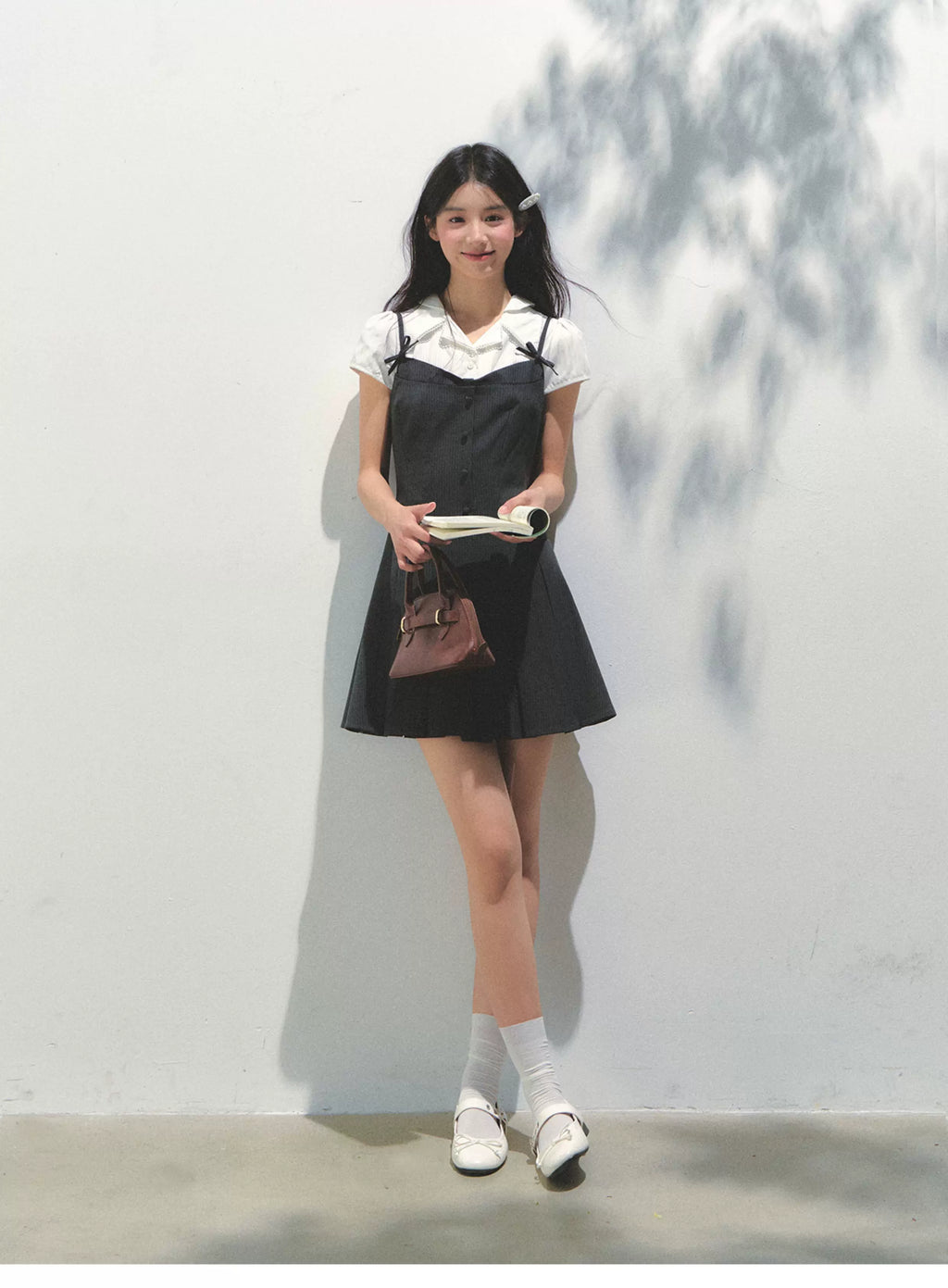 SunsetPark College Fake Two-piece Pleated Dress