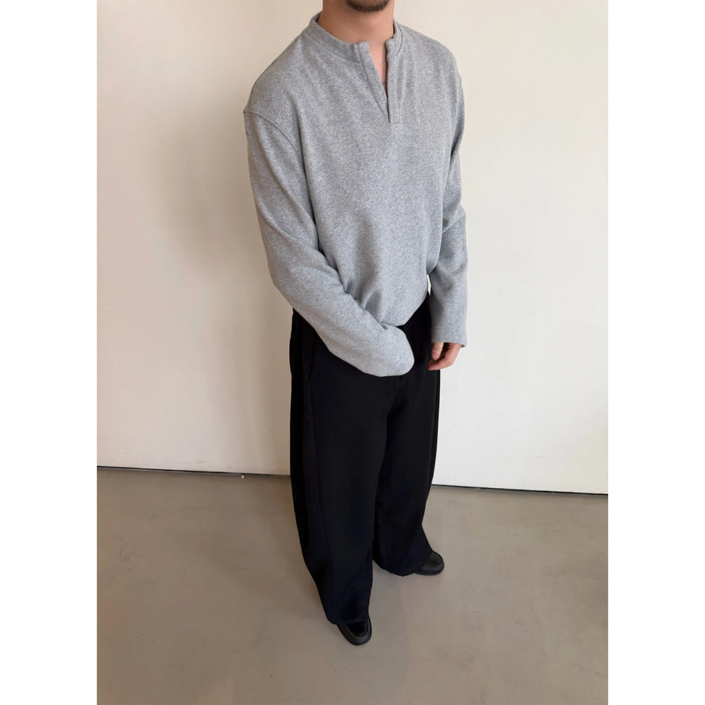 Anniehall Static Luxury V-shaped Split Neck Sweater T-shirt