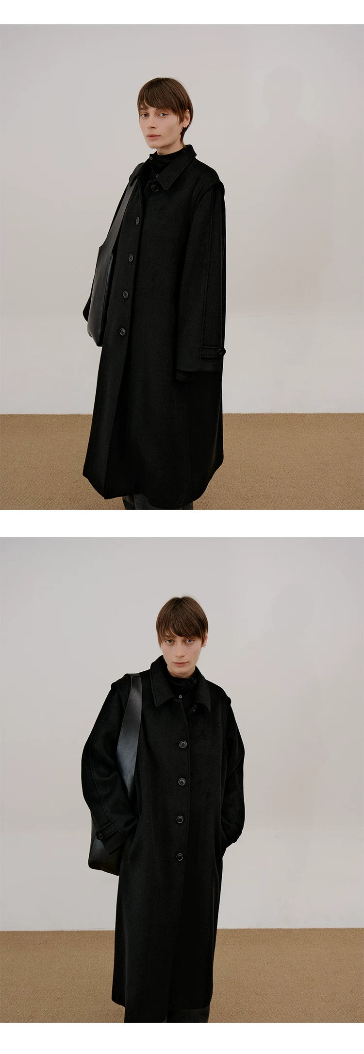COLN Simple Long Single-breasted Coat