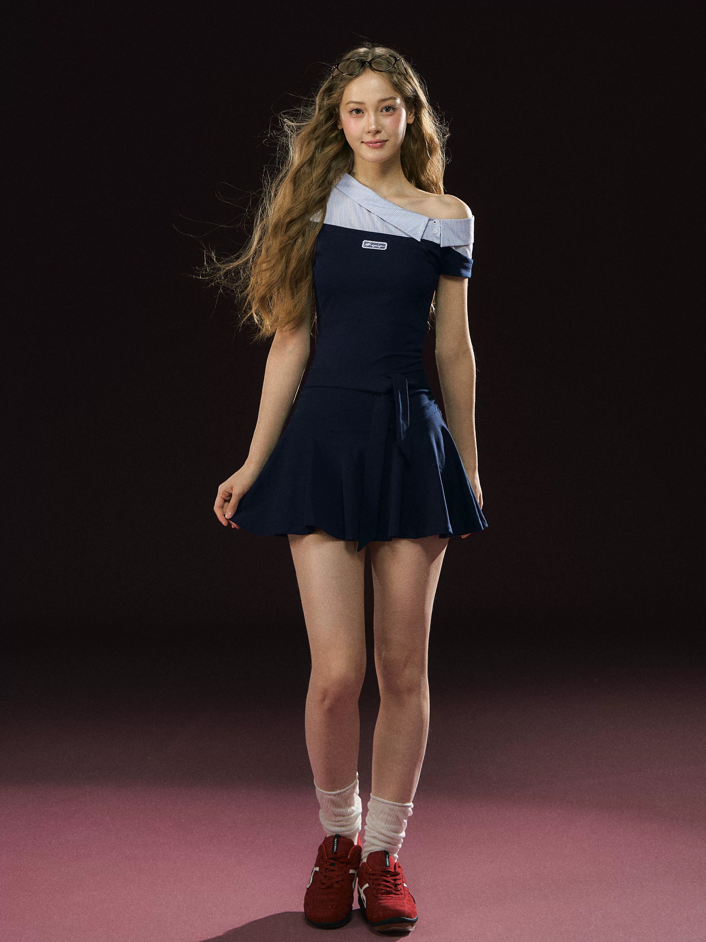 Ariseism Vintage Shirt Collar Splicing Dress