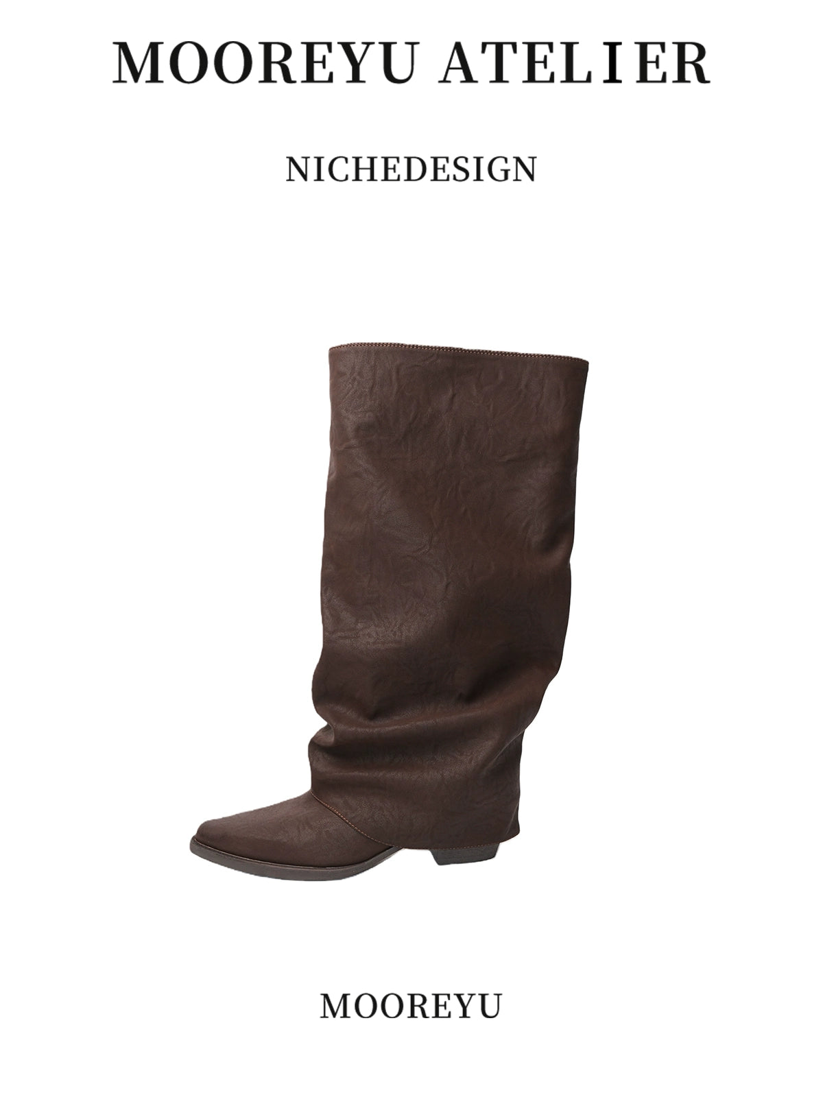 Mooreyu Retro Pointed Knight Hottie Thick Heel Boots