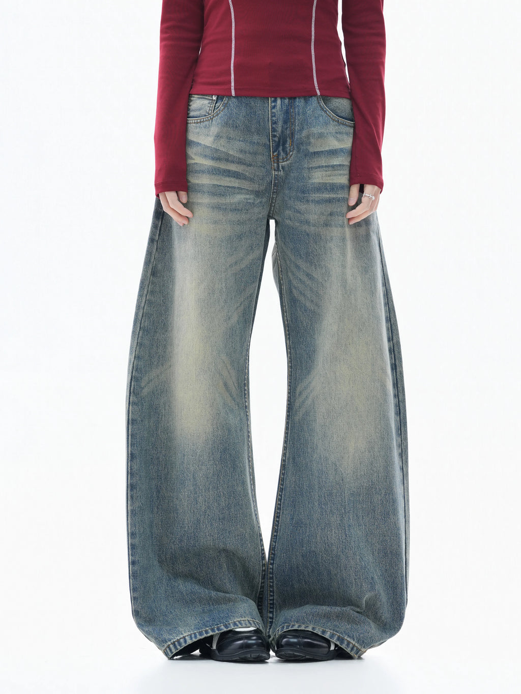Zuocisankon Retro Tie-dye Straight Jeans