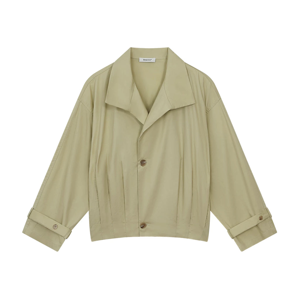 FUNKYFUN Vintage Lapel Waist Pleated Jacket