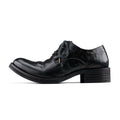 HANQIAORJI Pleated First-layer Cowhide Thick-soled Pointed Leather Shoes