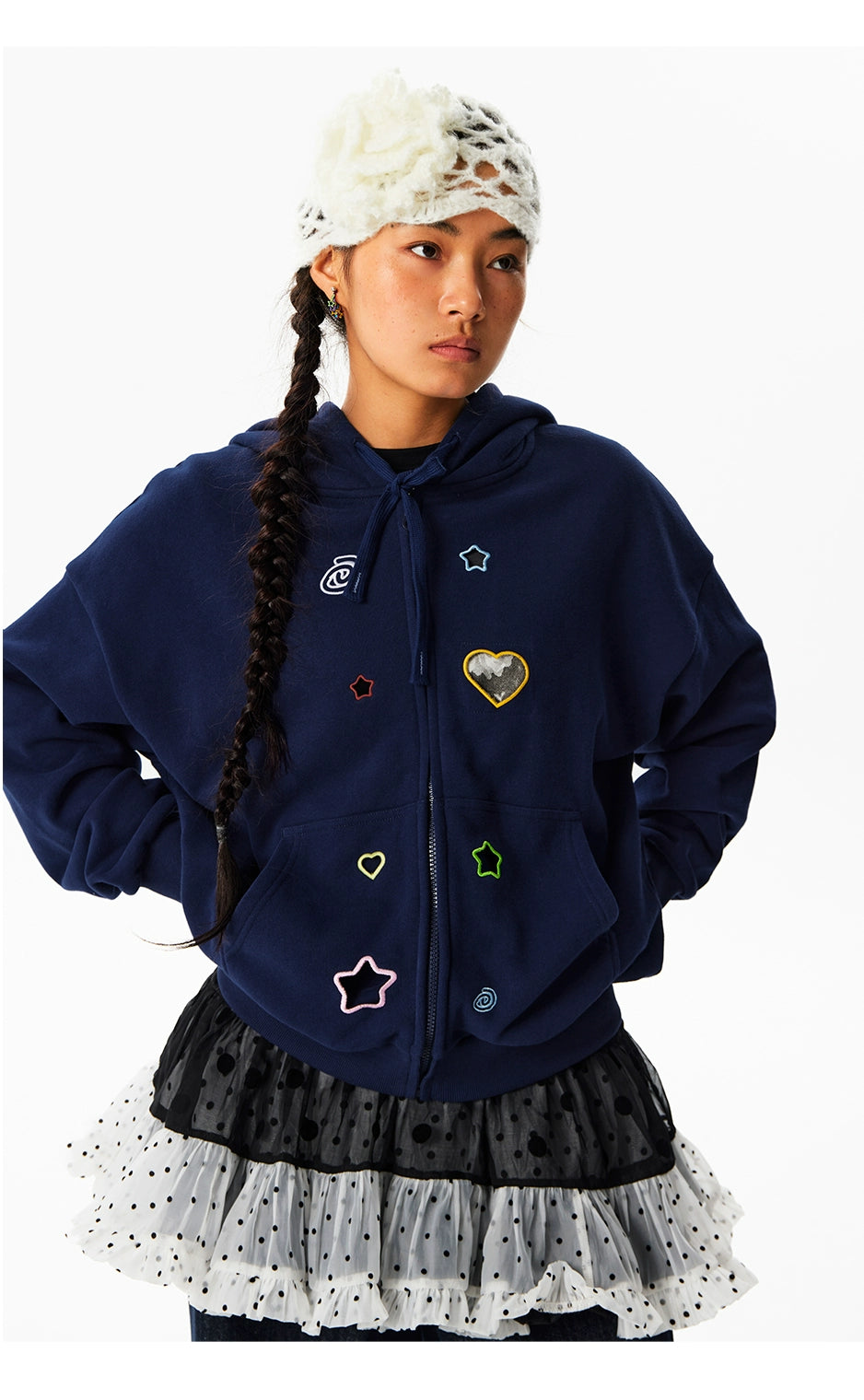 CryingCenter Colored Stars Love Hollow Patch Sweater Jacket