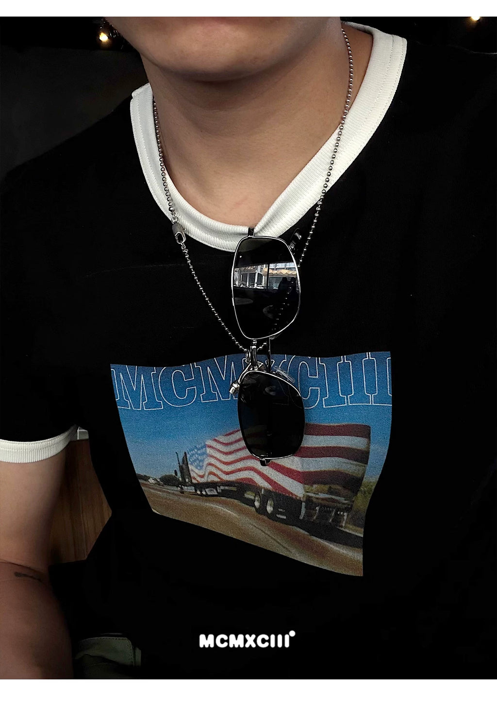 Mcmxciii Contrasting Color Slim Casual Tee
