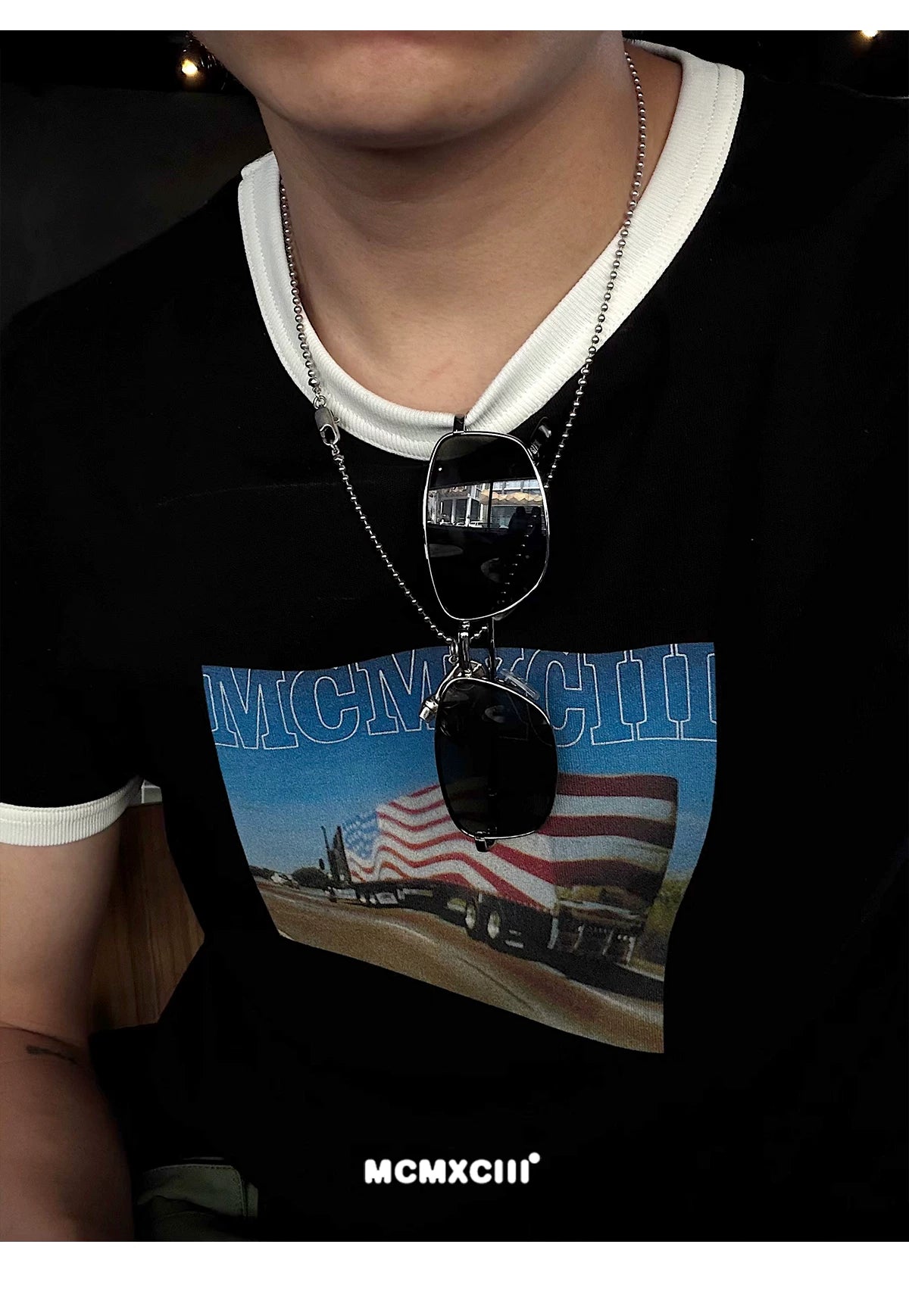 Mcmxciii Contrasting Color Slim Casual Tee