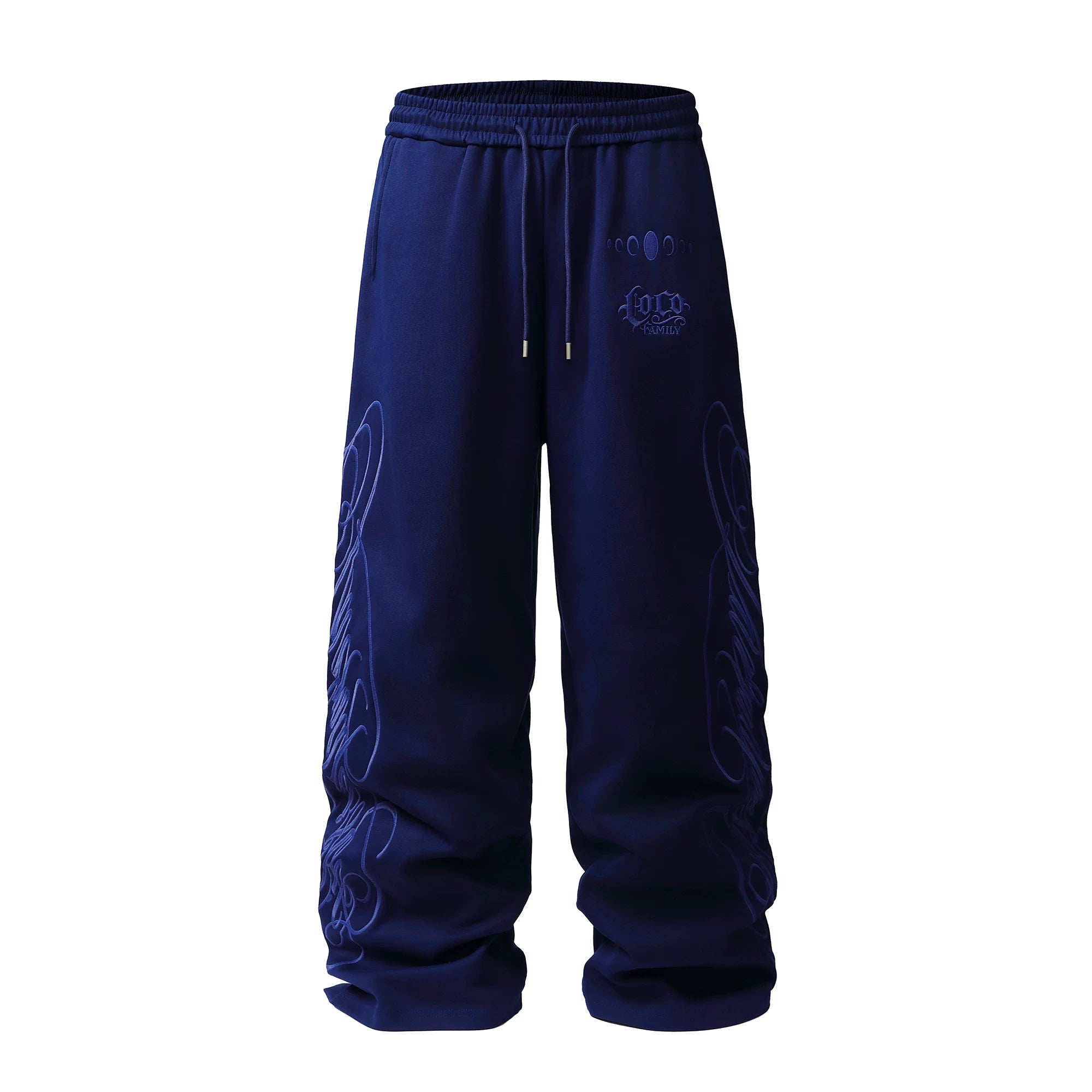 KARMANISTIC Embroidered Loose-fitting Wide-leg Sweatpants Set