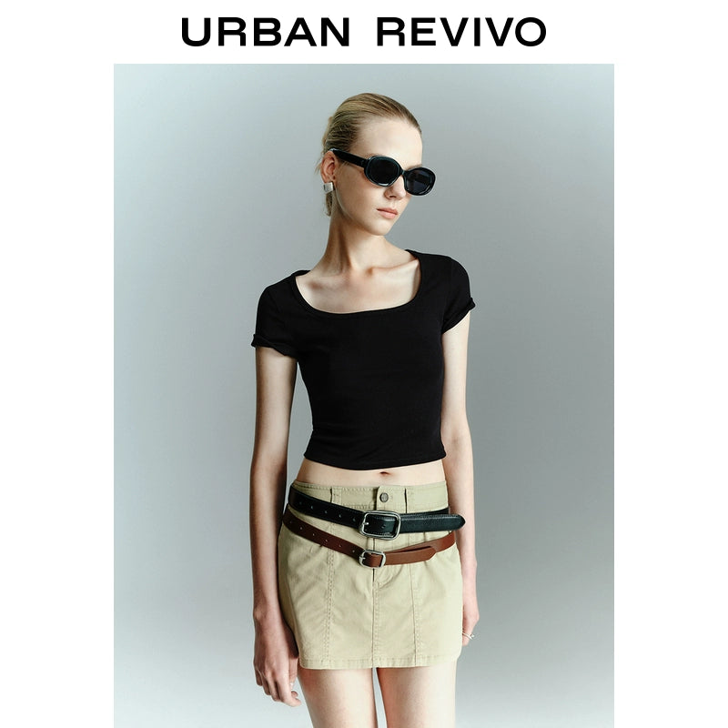 URBAN REVIVO Casual Versatile Short Slim Tee