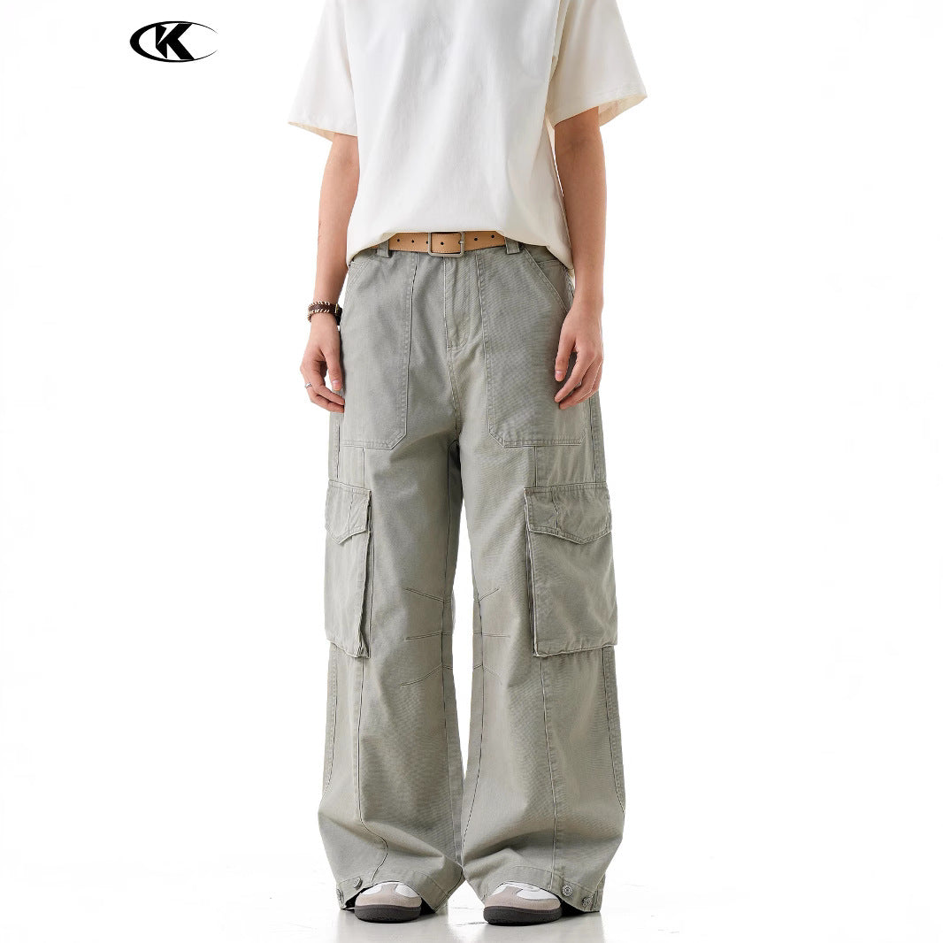 11KN Retro Loose Wide-leg Old Casual Trousers