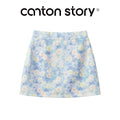 Cantonstory High Waist Floral Skirt