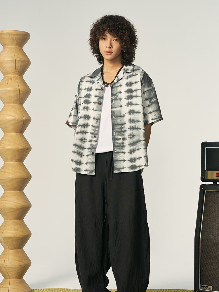 OSCILL oscillating industrial, ink tie-dye Cuban Shirt