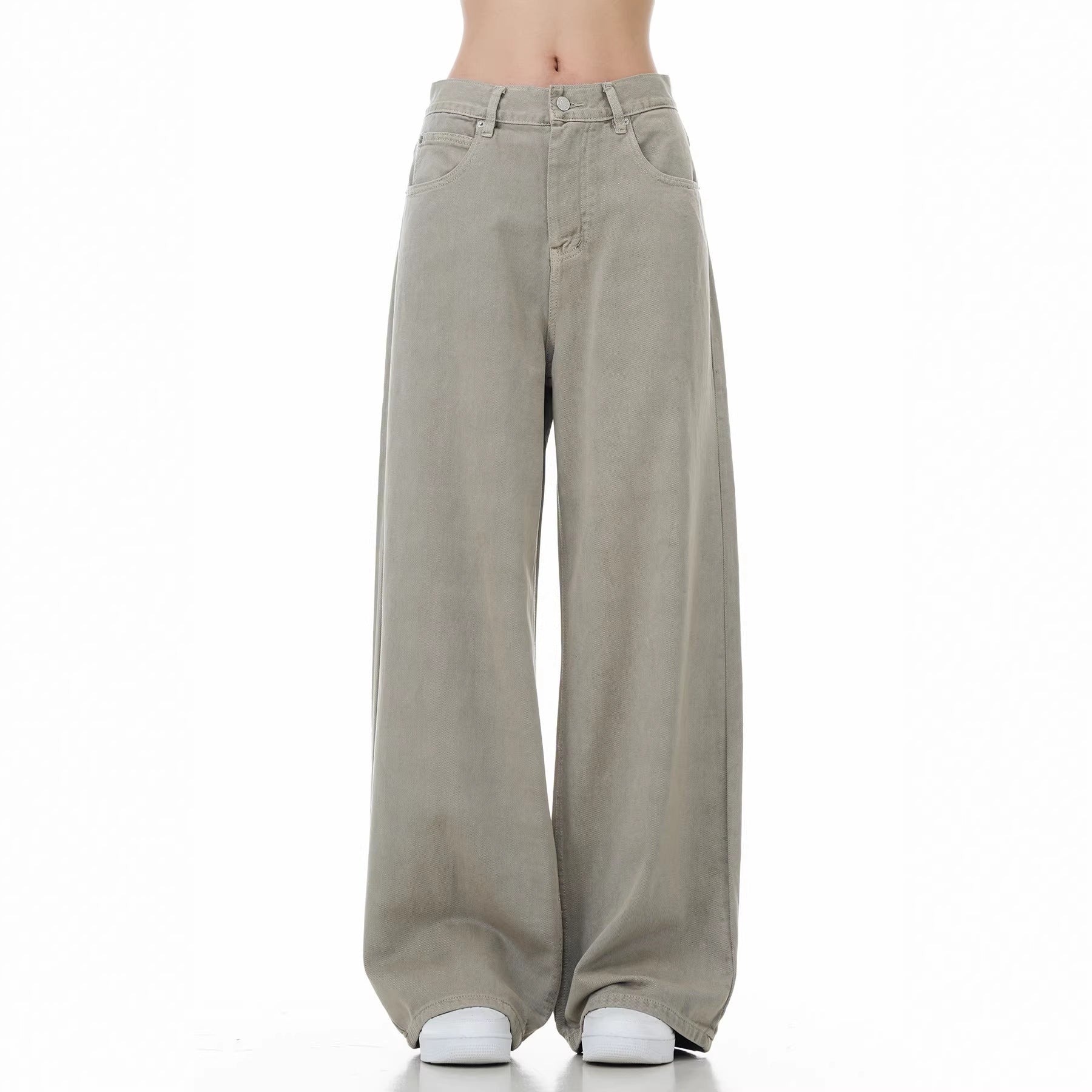 11KN Retro Straight Loose Casual Wide-leg Floor Pants