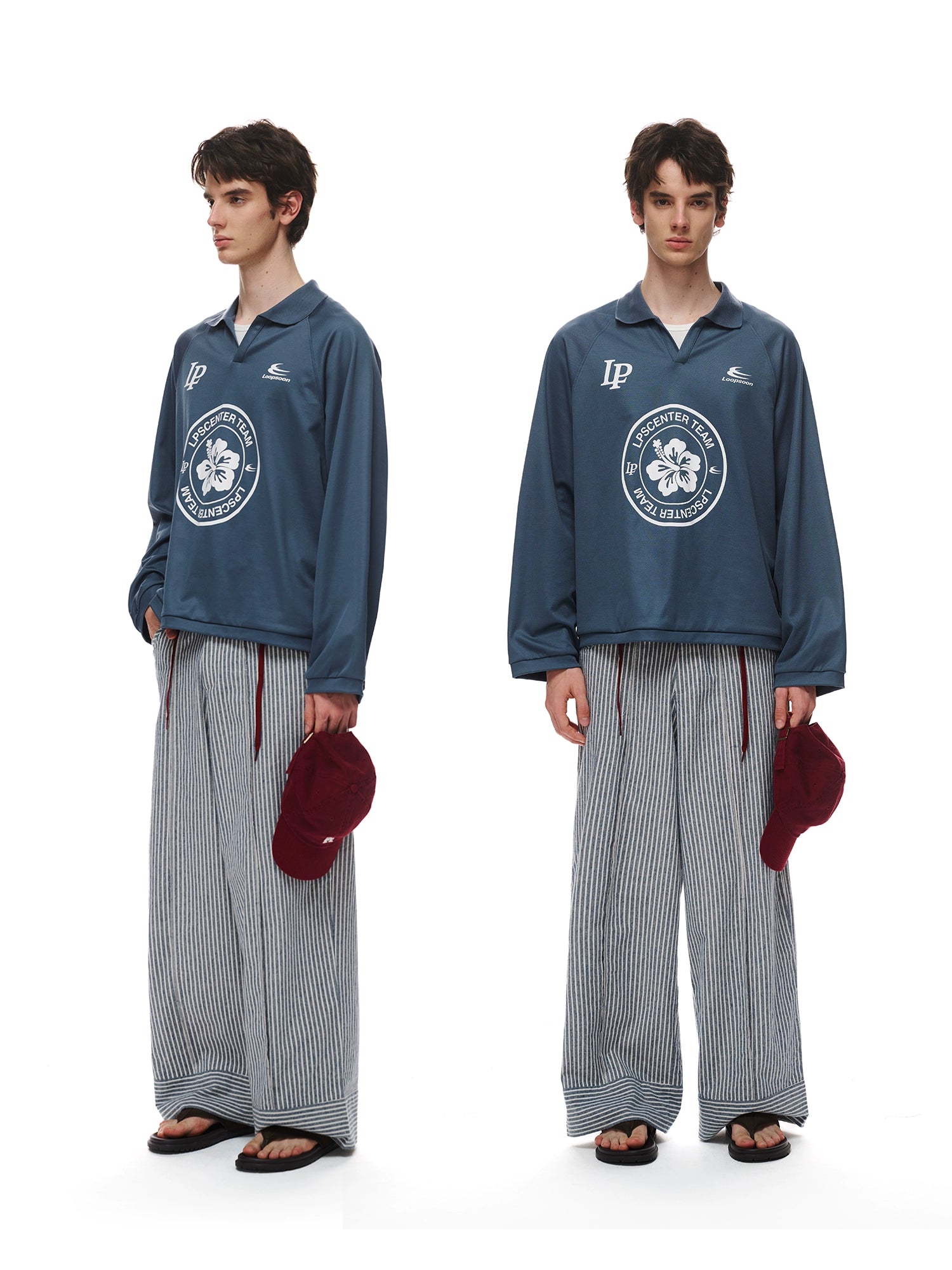 Loopsoon Polo Shirt Creative Printing Casual Versatile Long Sleeve