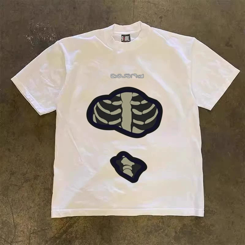 UPUPXIA Skull Print Loose Tee
