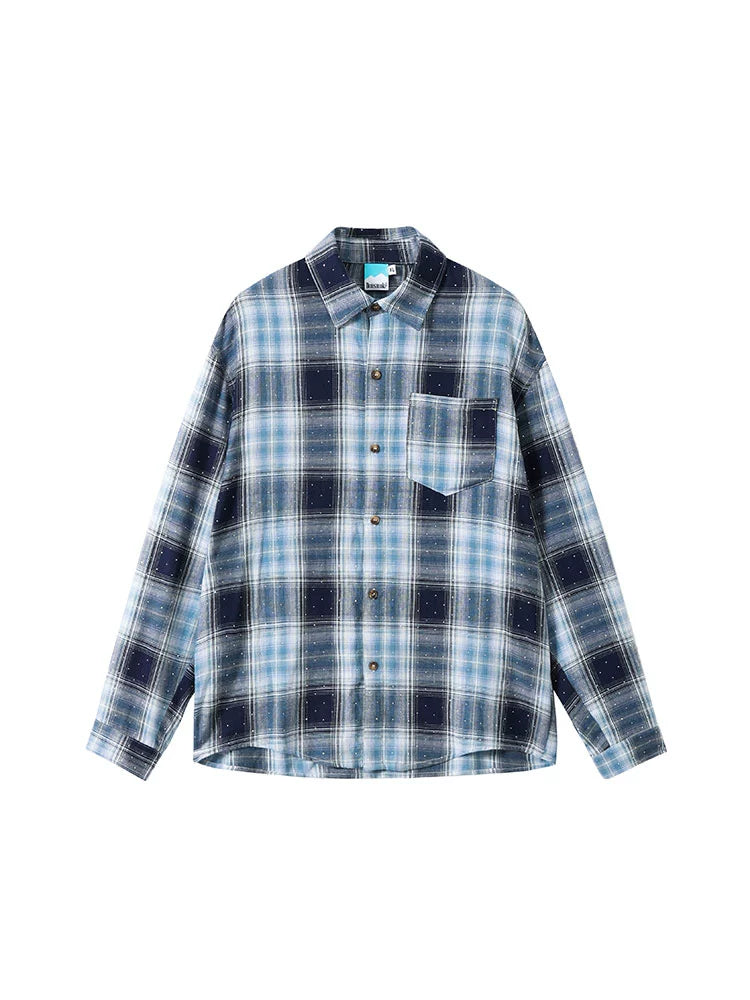 DONSMOKE Embroidered Versatile Checked Shirt