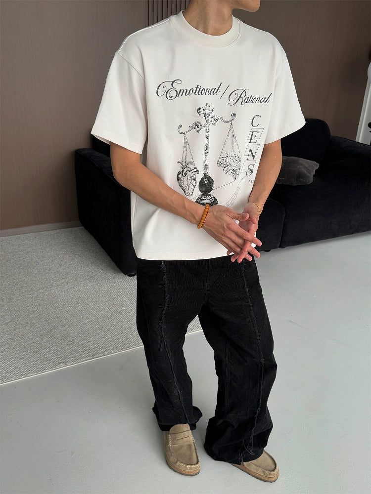 CENSMADE Balance Line Draft Printing Tee