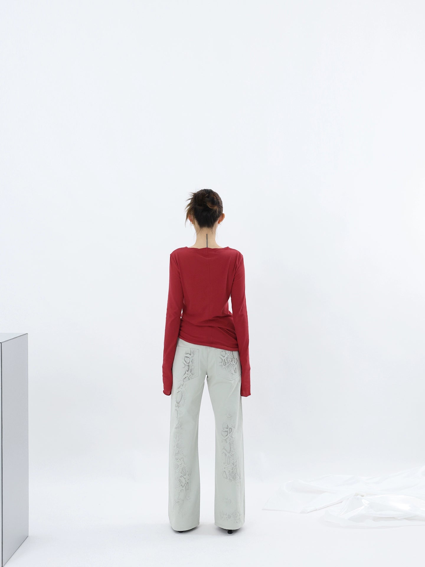 FUZZYKON Gradual Change Animal Texture Straight Jeans