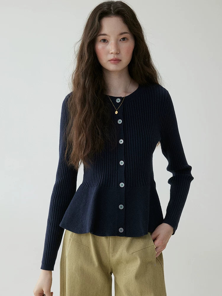 VOOE Waist and Thin Crew Neck Knitted Cardigan