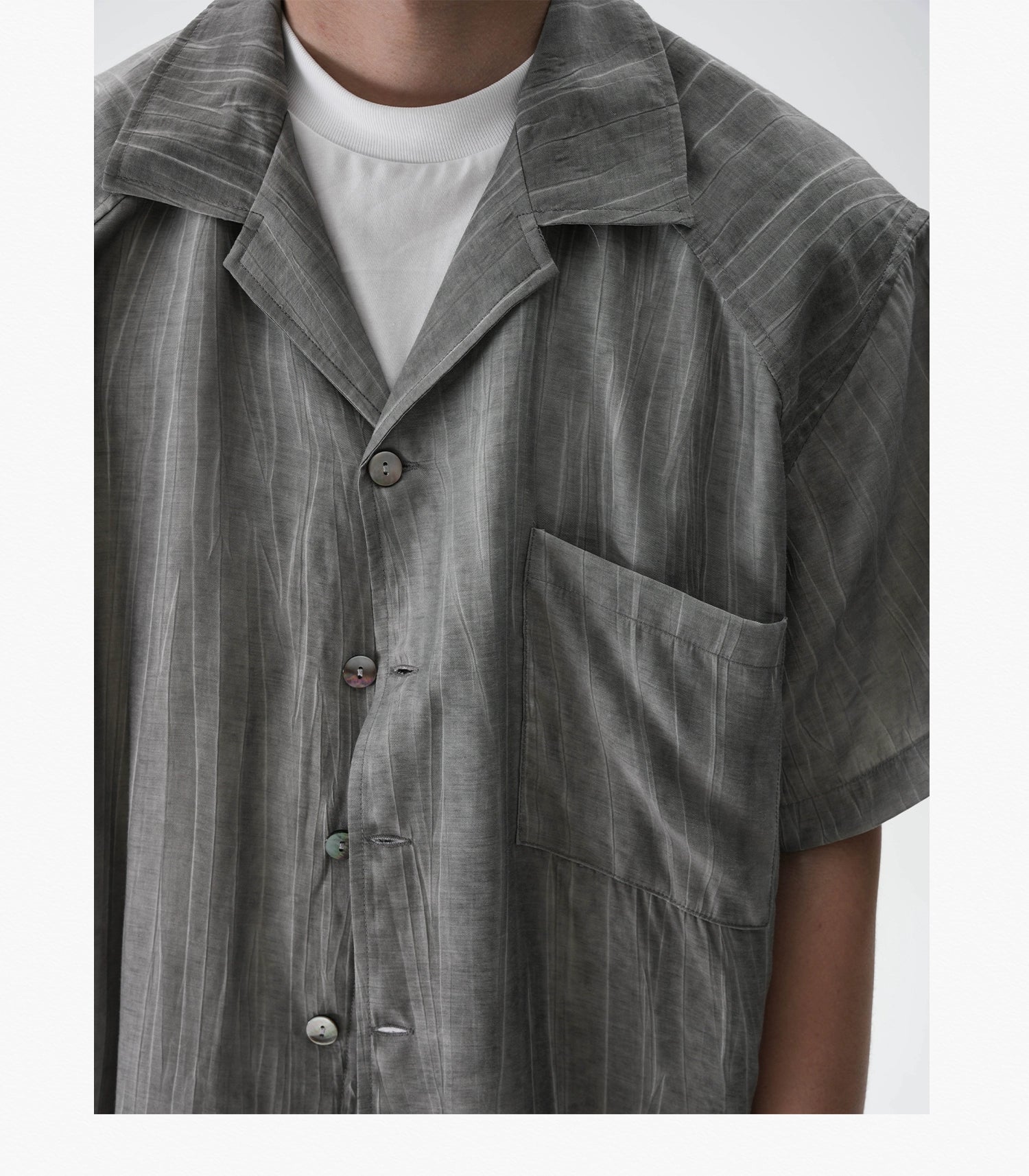 AWT Do Old Stir-fry Wash Pleated Texture Loose Shirt