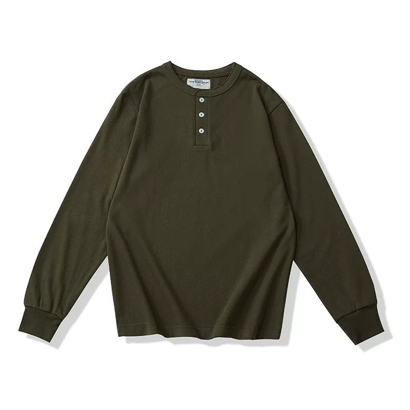 BlankMap Vintage Henry Collar Loose Shoulder Long Sleeves