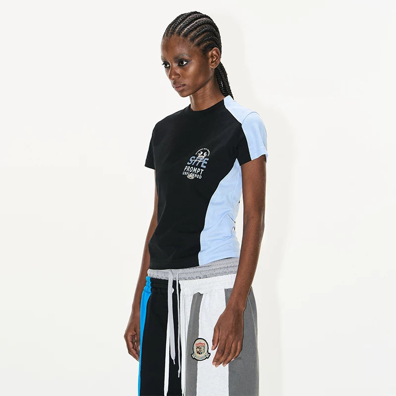 BLINDNOPLAN Rough Contrast Splicing Sports Tee