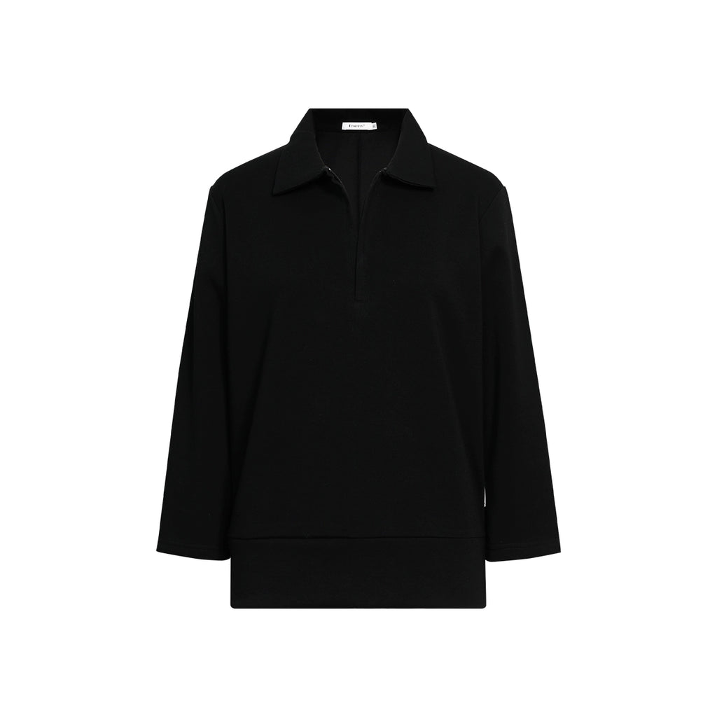 FUNKYFUN Half Zipper Simple Seven-quarter Sleeve Tee