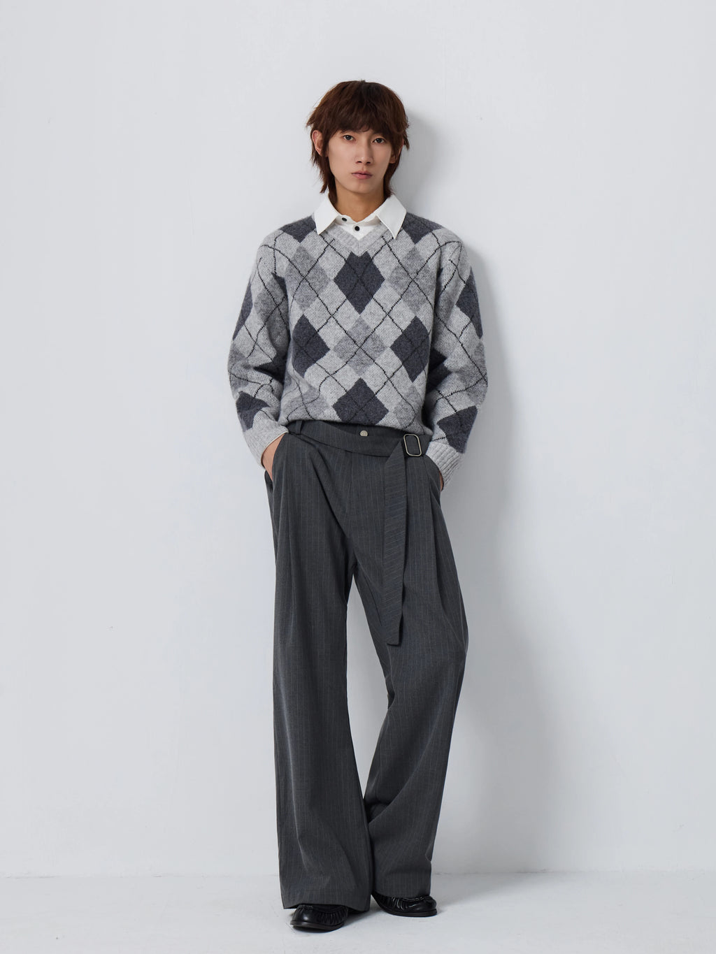 4JUNKS Rhombus Fake Two-piece * Knitted Sweater