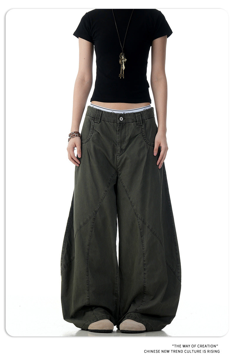 11KN Retro Scimitar Wide-leg Cargo Pants