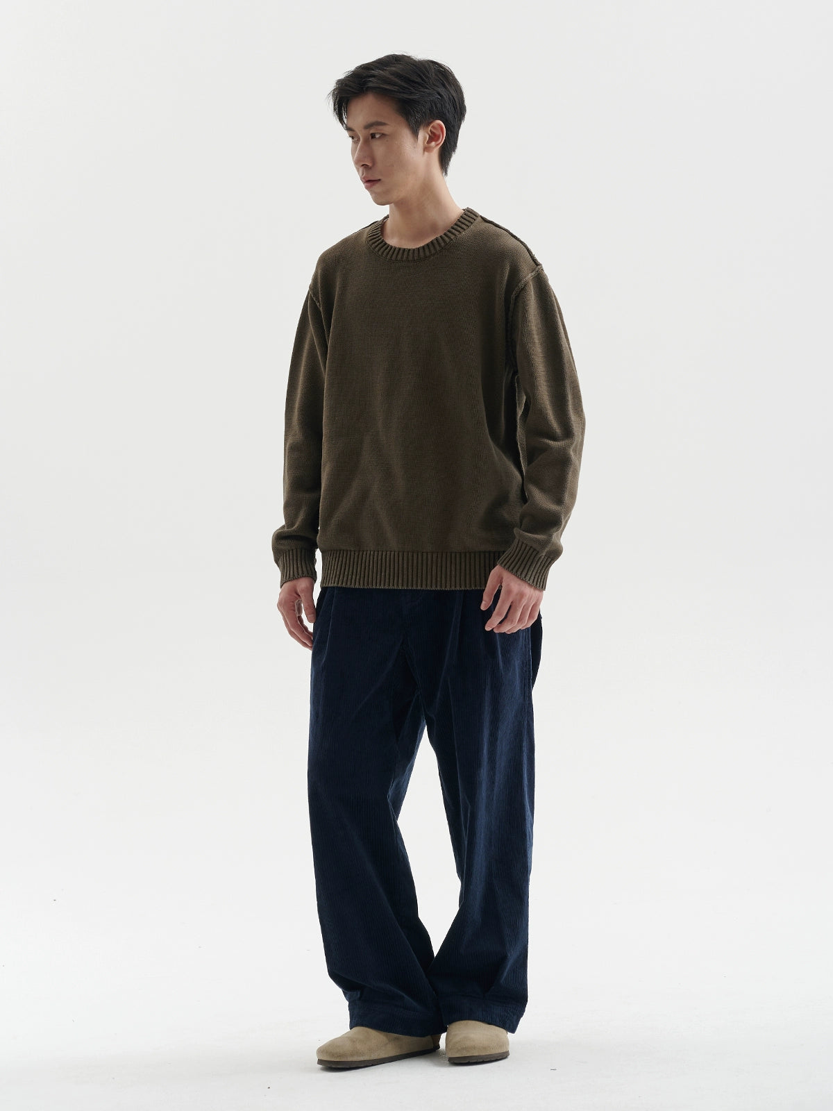 BUTTBILL Vintage Simple Crew Neck Knitted Sweater