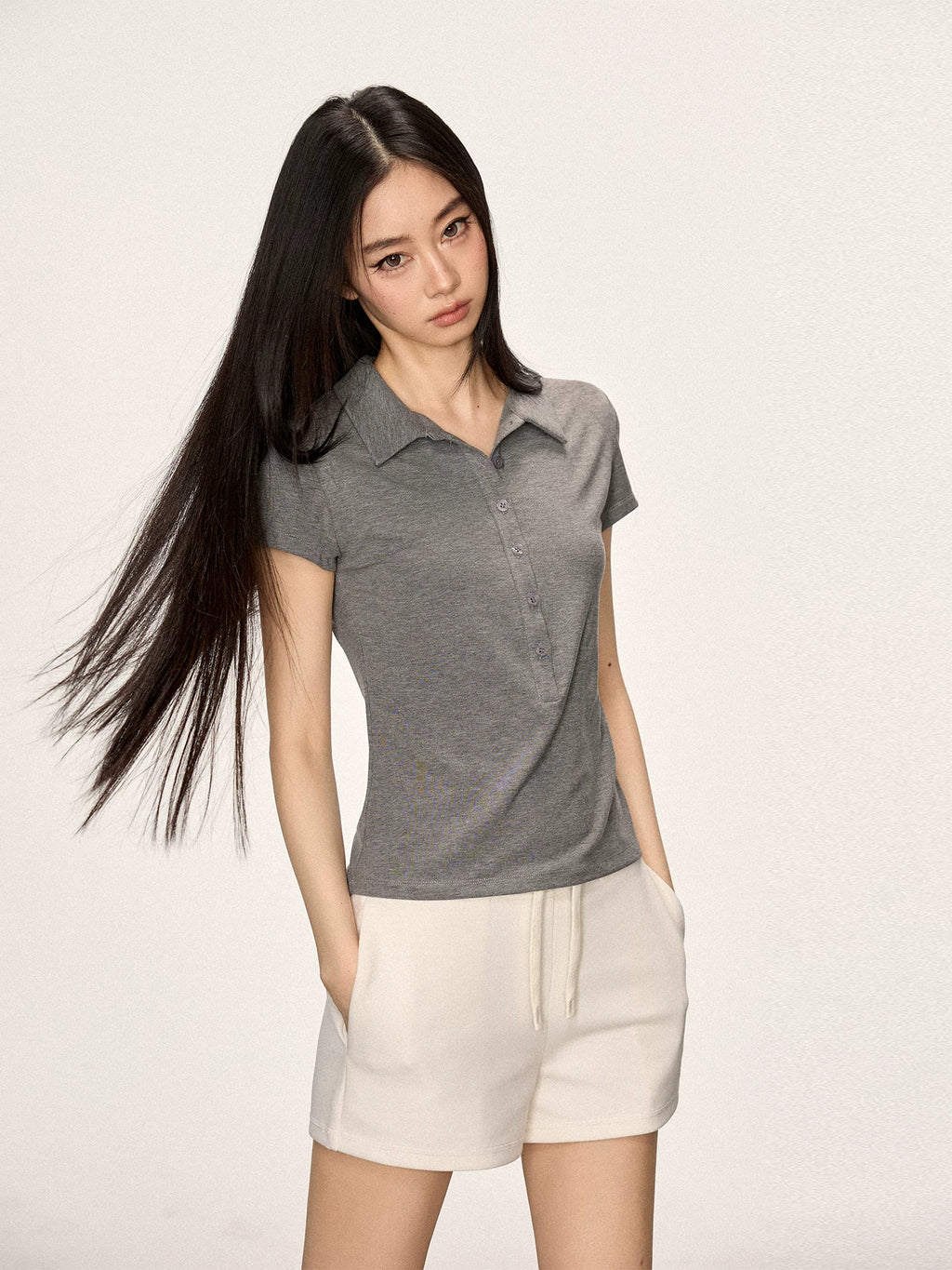 Cherry Melody Polo Collar Casual Versatile Tee