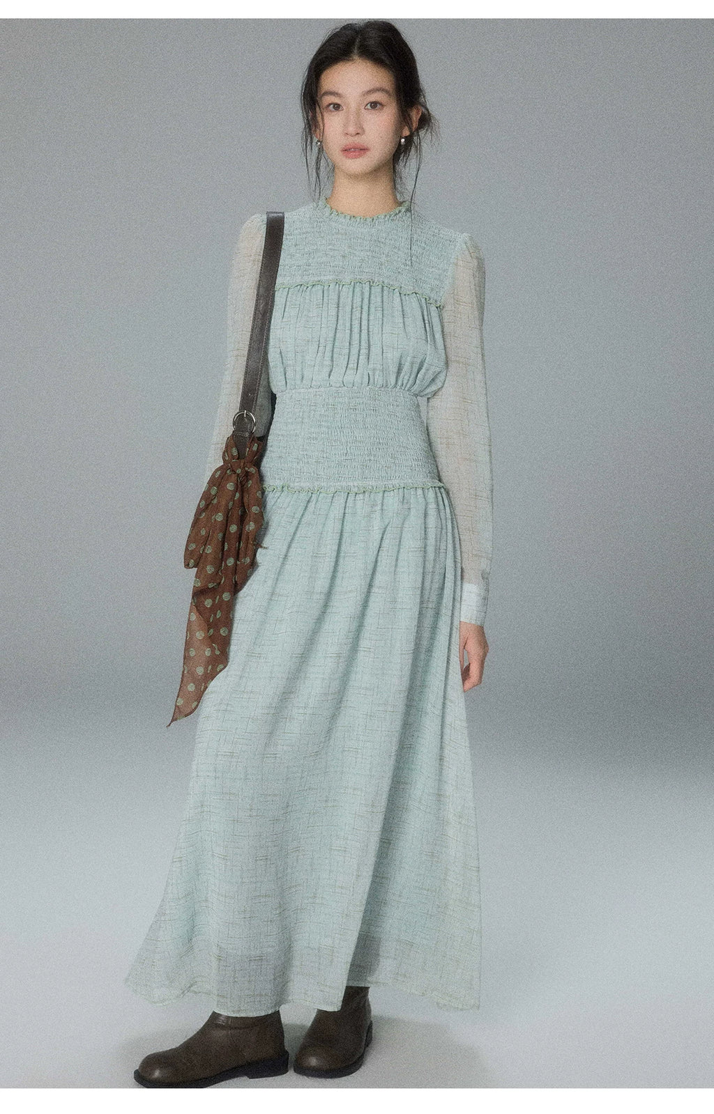 TYANG Retro Waist Long-sleeved Dress