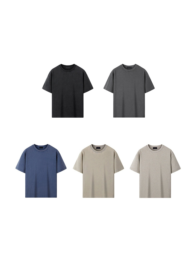 PLUS NO LOGO Washed and Old Casual Loose Tee