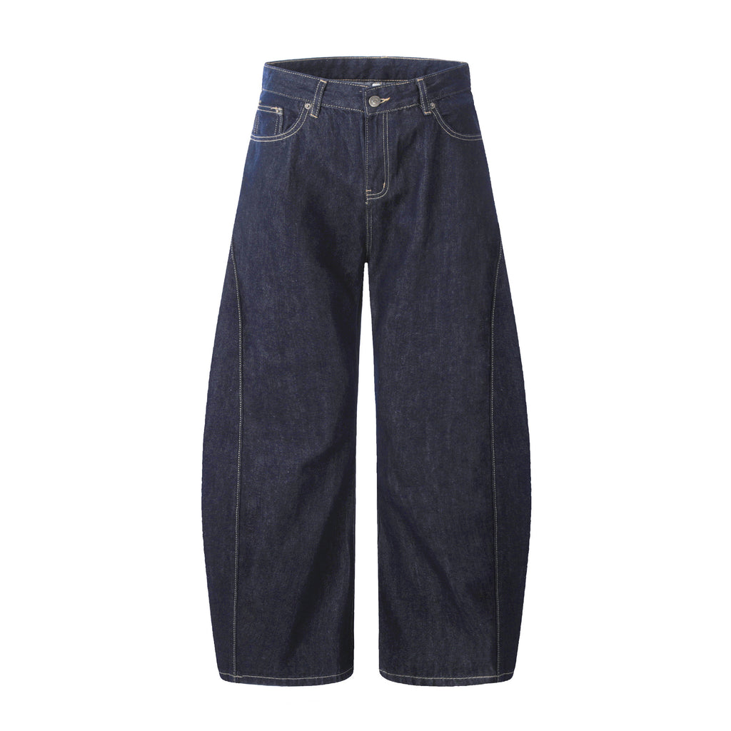 11KN Deconstructed Blue Scimitar Straight Loose Wide-leg Cleanfit Jeans