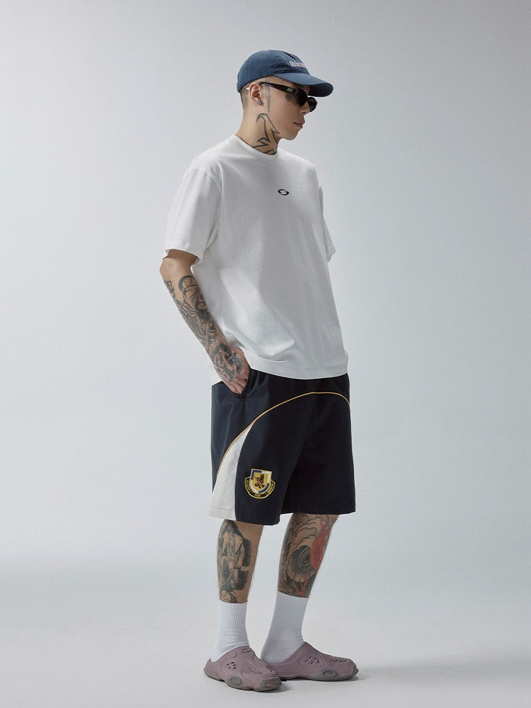 F2CE Loose Casual Versatile Embroidered Stamp Splicing Contrast Shorts