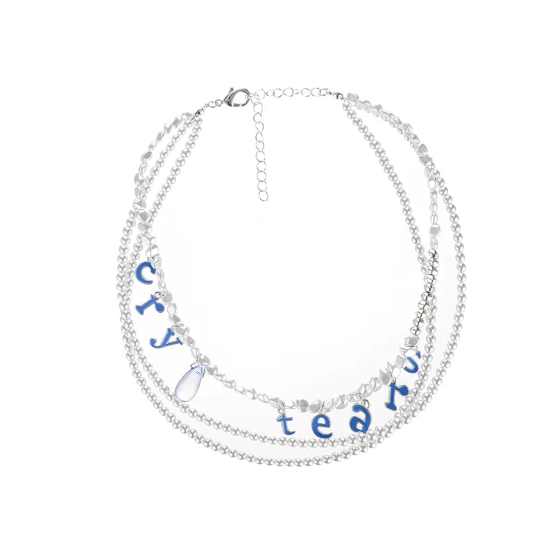 CryingCenter Pearl Monogram Pendant Necklace