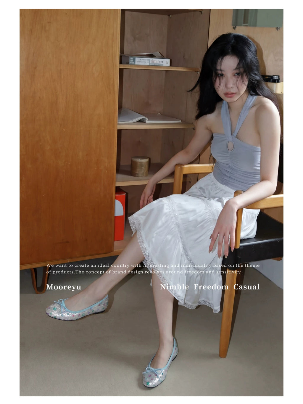 Mooreyu Round Head Light Mouth Bow Soft Sole Flats