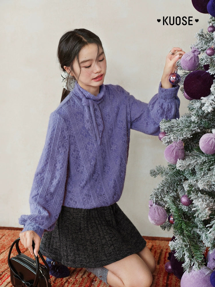 Kuose Lace Silk Scarf Streamer Temperament Shirt