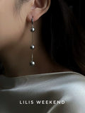 Lilis Weekend Handmade Crystal Pearl Short URL Earrings