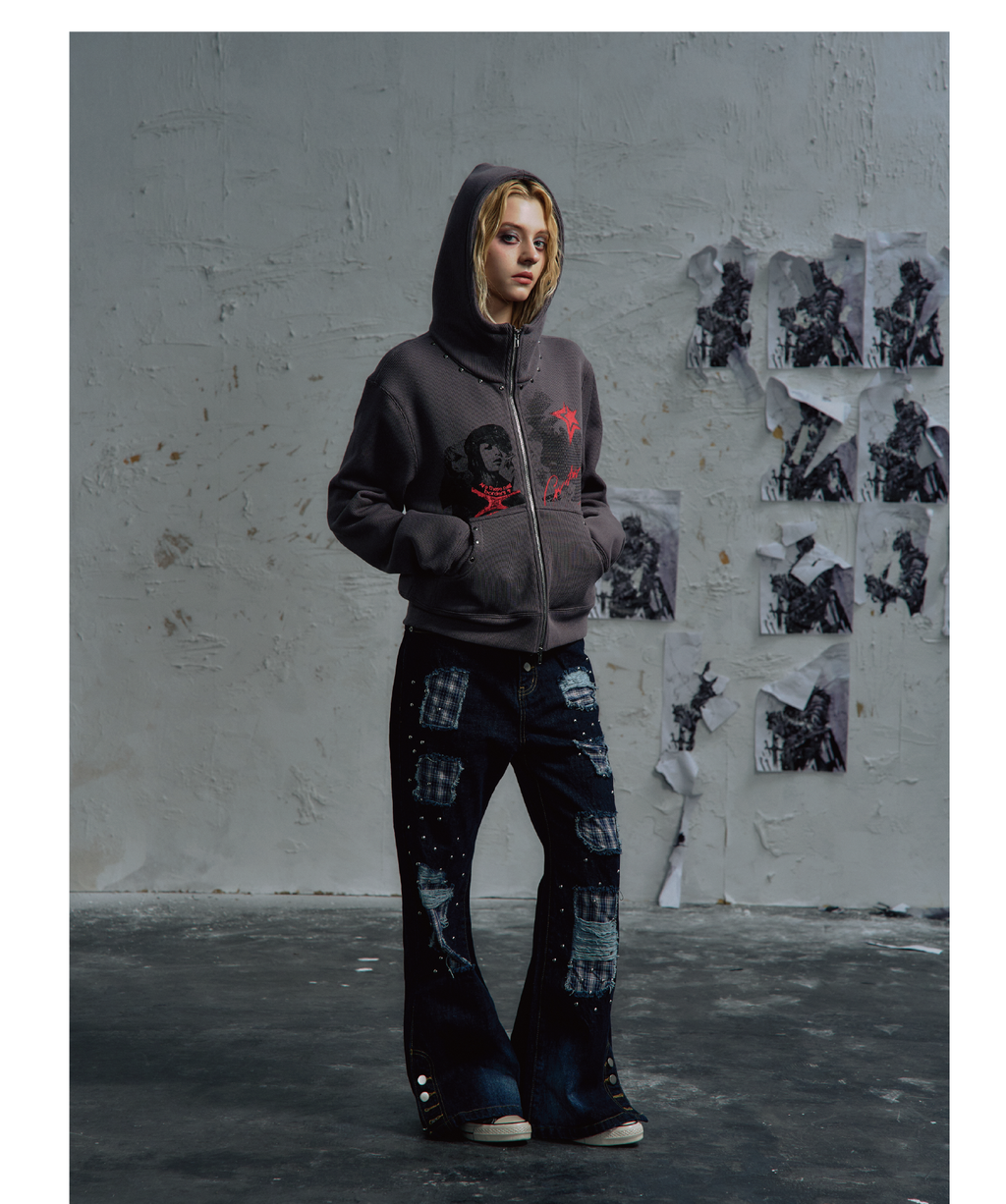 PAIKI Rivet Subculture Visual Sweater Jacket