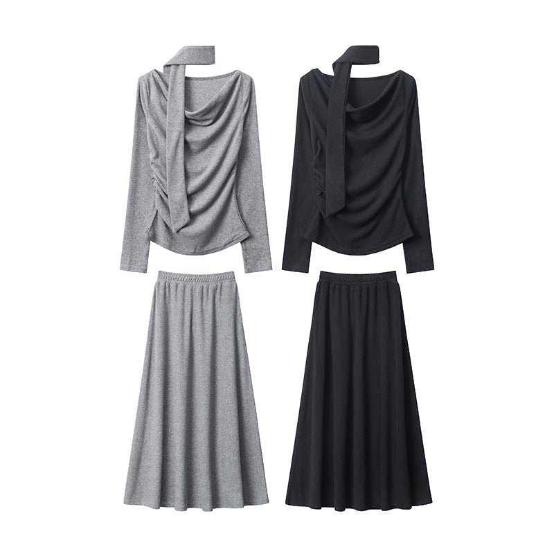 Nariele Premium Temperament Scarf Slim Fit Skirt