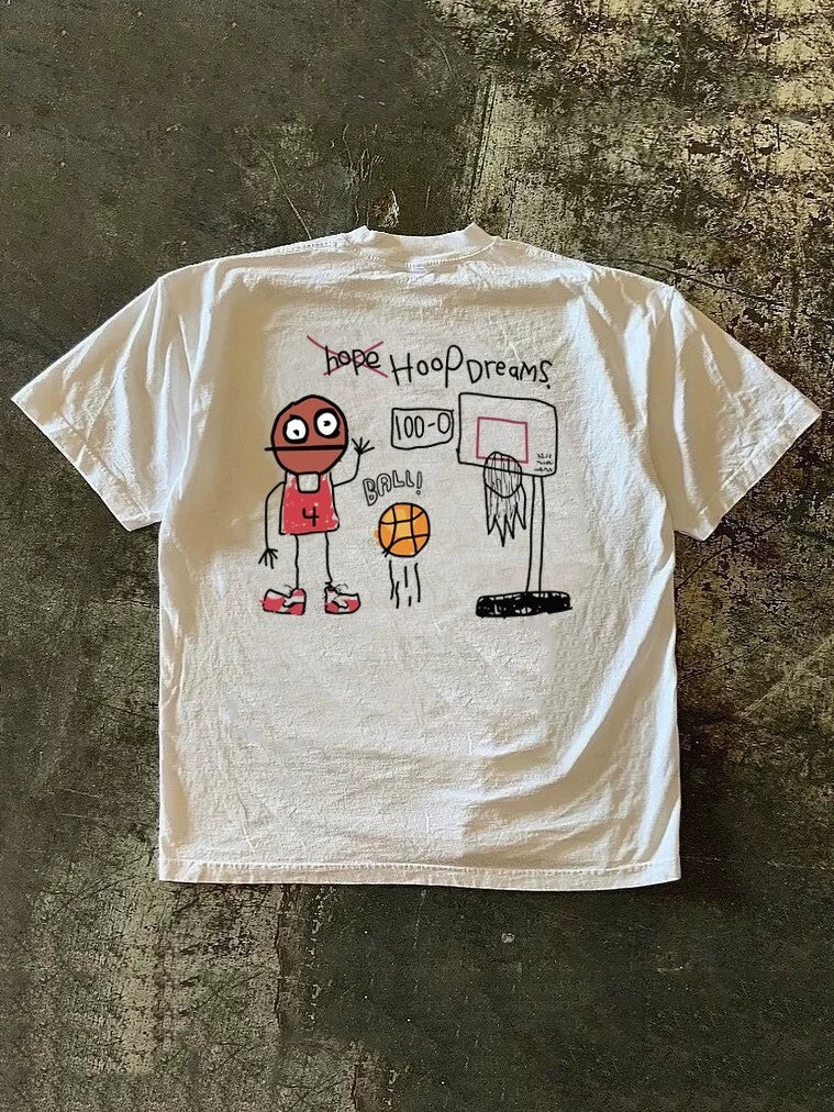 UPUPXIA Basketball Graffiti Print Loose Tee