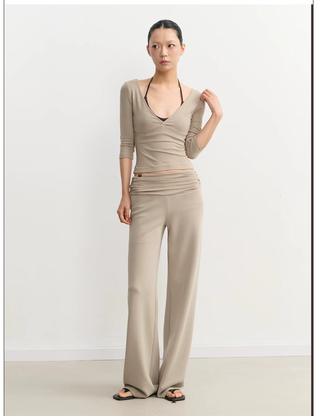 LINY LIBERTY26SS Slim-fit V-neck Micro-pull Casual Pants Sports Suit