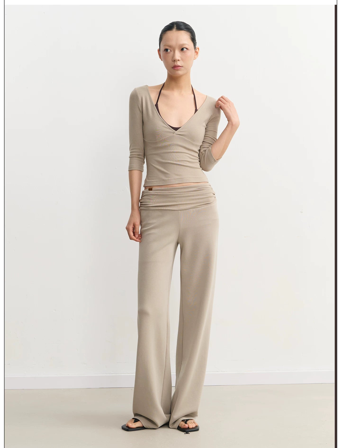 LINY LIBERTY26SS Slim-fit V-neck Micro-pull Casual Pants Sports Suit
