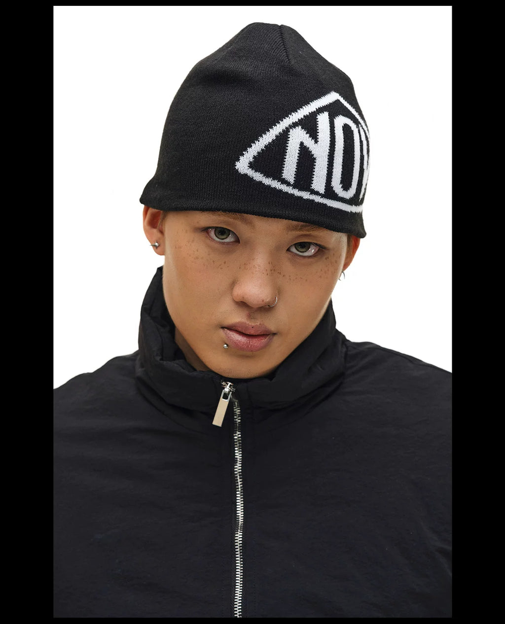 NOVACAM Jacquard LOGO Contrasting Color Knitted Wool Cold Hat