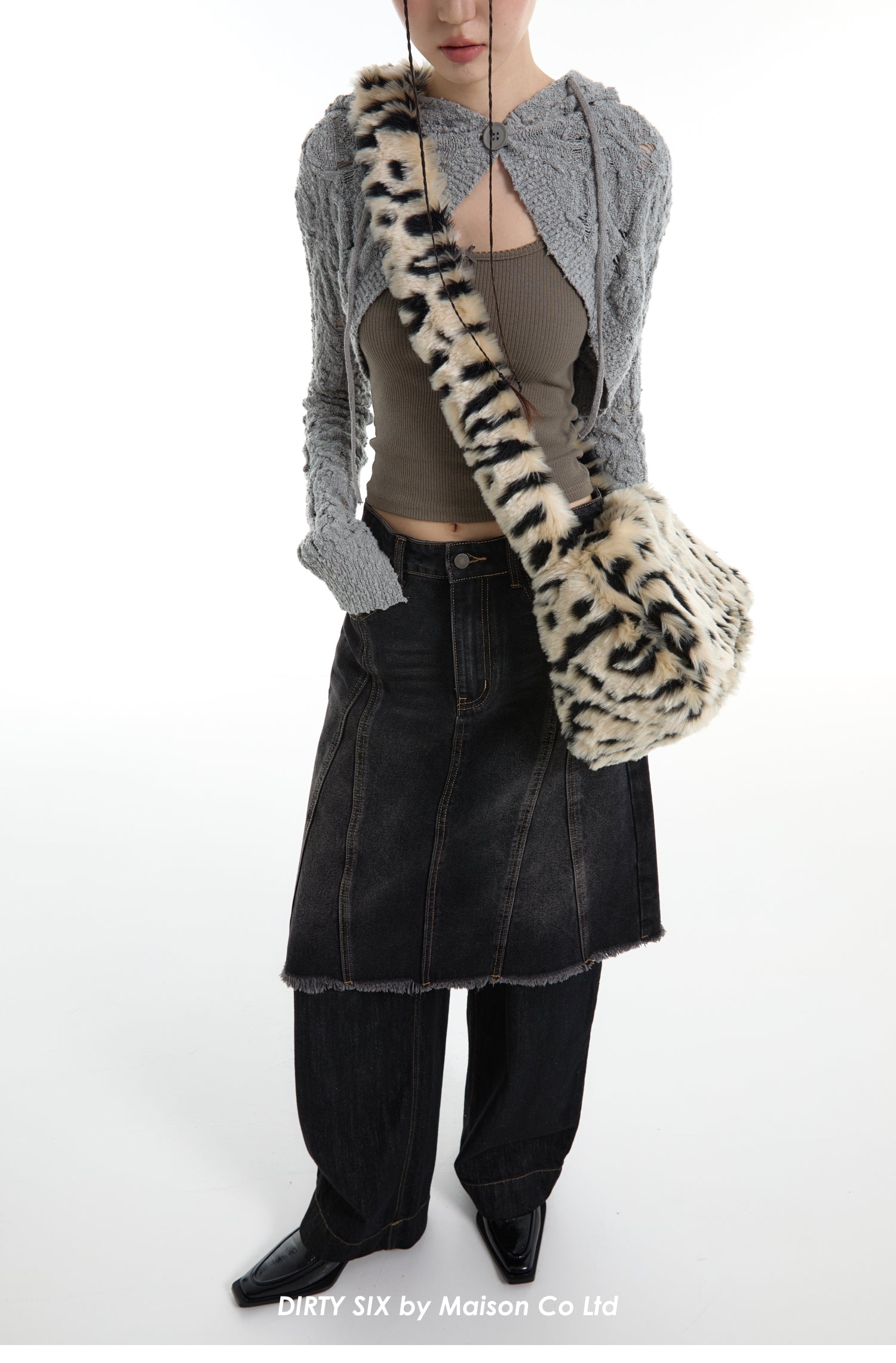 DirtySix spotted leopard flip square bag