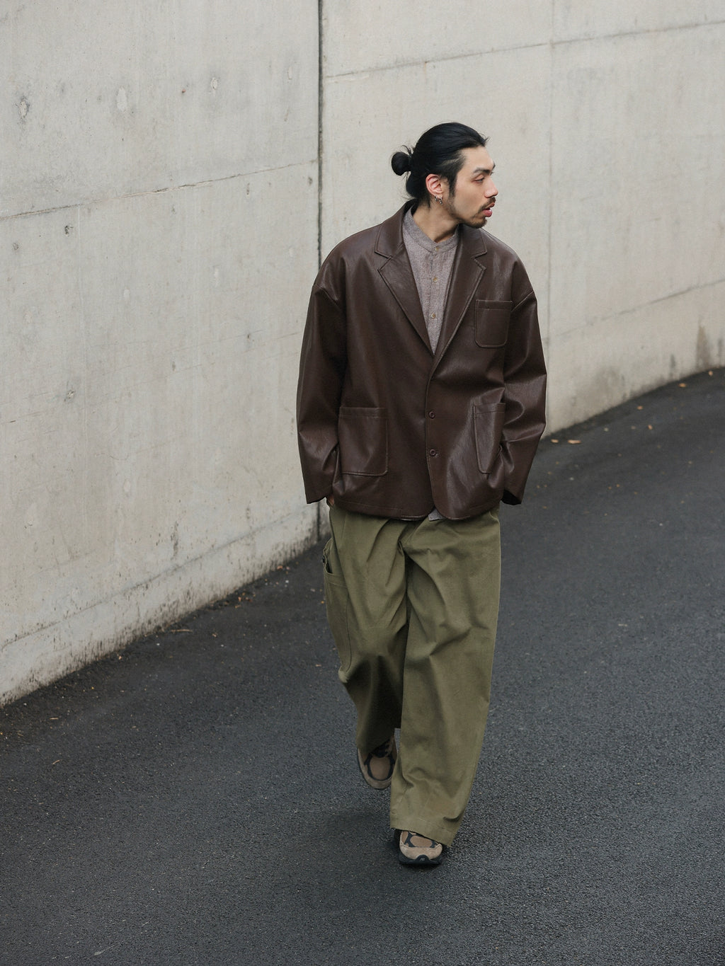 NOEARS Retro Loose Leather Jacket Ruffian Handsome Casual Jacket